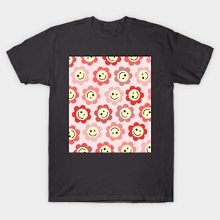 Pink Flower Happy Faces T-Shirt